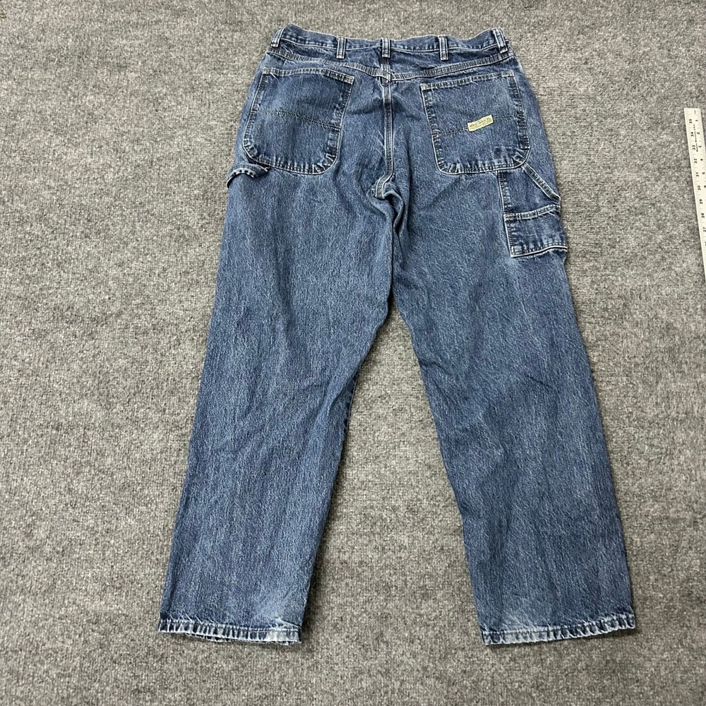 WRG Jean Co Carpenter Jeans Mens Size 34x30 Blue Cotton Relaxed Fit Utility Work